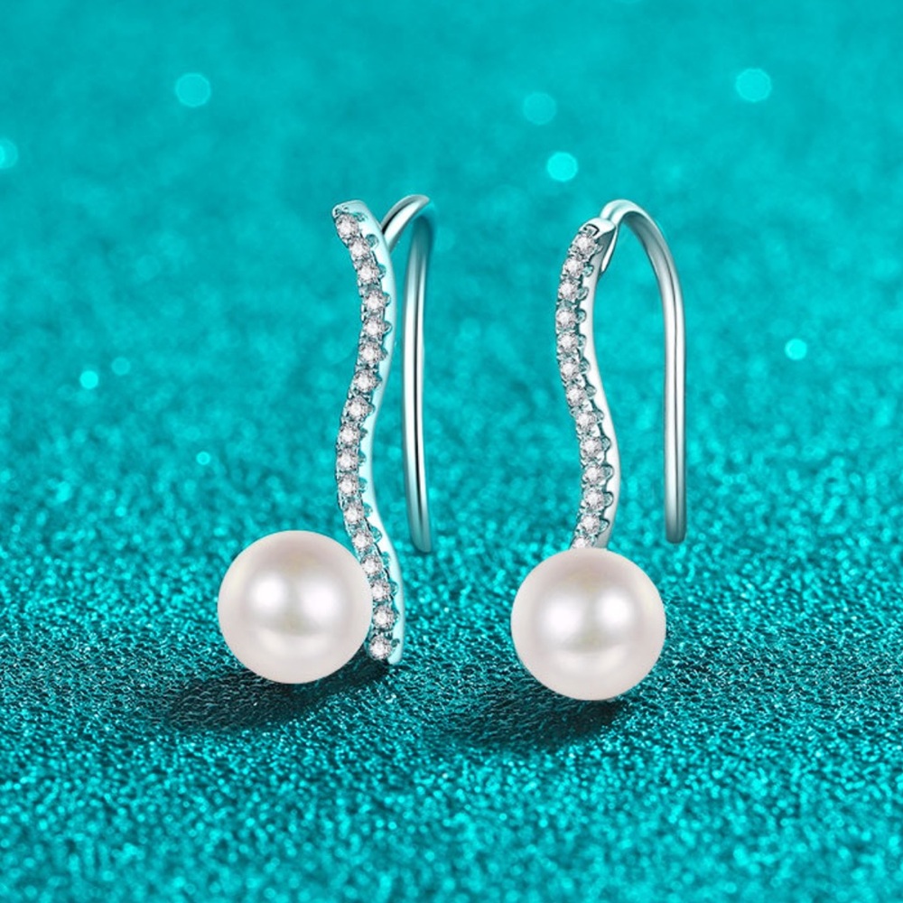 S925 sterling silver freshwater pearl earrings
